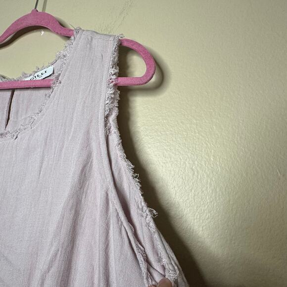 Gilli Pink Sleeveless Fringe Lined Tiered Tank Top Blouse Womens Plus Size 2X - Picture 4 of 5